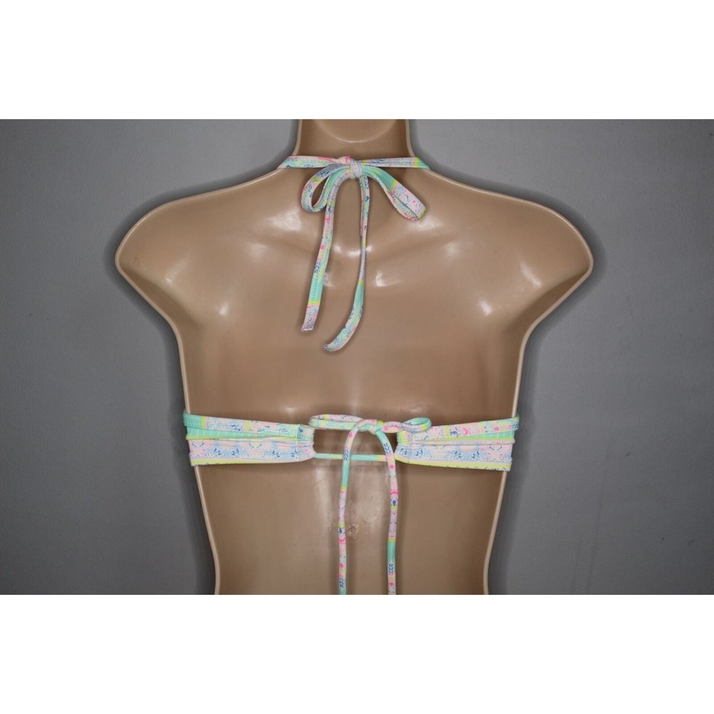 ✨2/$20 Victoria's Secret Ruffle Halter Tie Bikini Top White Multi Pastel 36C - Picture 5 of 7